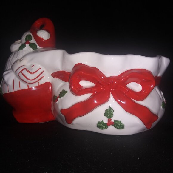 Omnibus Santa Candle Holder Christmas Holly Berry Candle Holder Holiday Decor - Picture 5 of 9